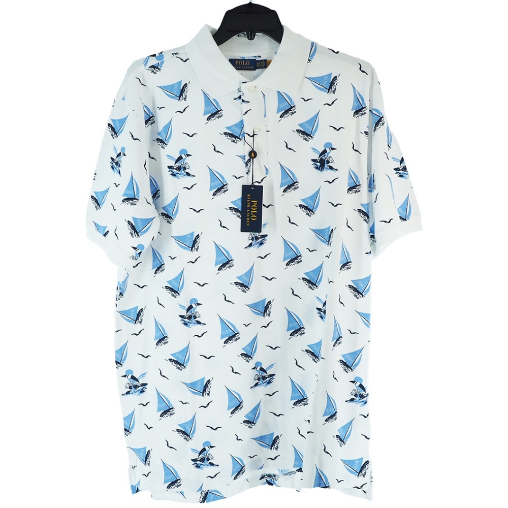Polo Ralph Lauren Tall Bear Sailboat Allover Mesh Polo Shirt